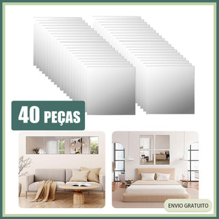 40x Espelho Acrílico Macio Auto-Adesivo Espelho de Camarim para Quarto Espelho de Parede para Ginásio 20x20cm