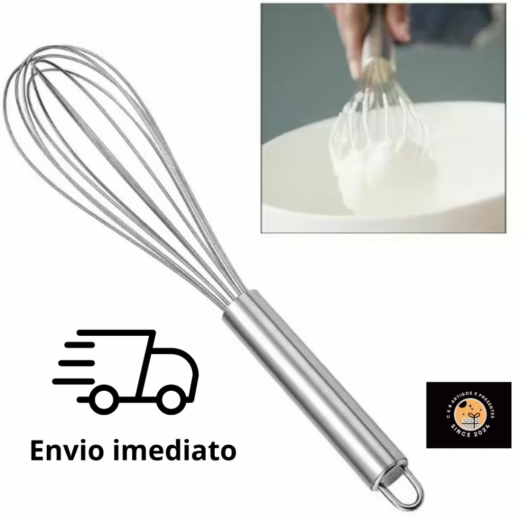 Fouet Fue Batedor de Ovos e Massas Profissional em Aço Inox 30 CM