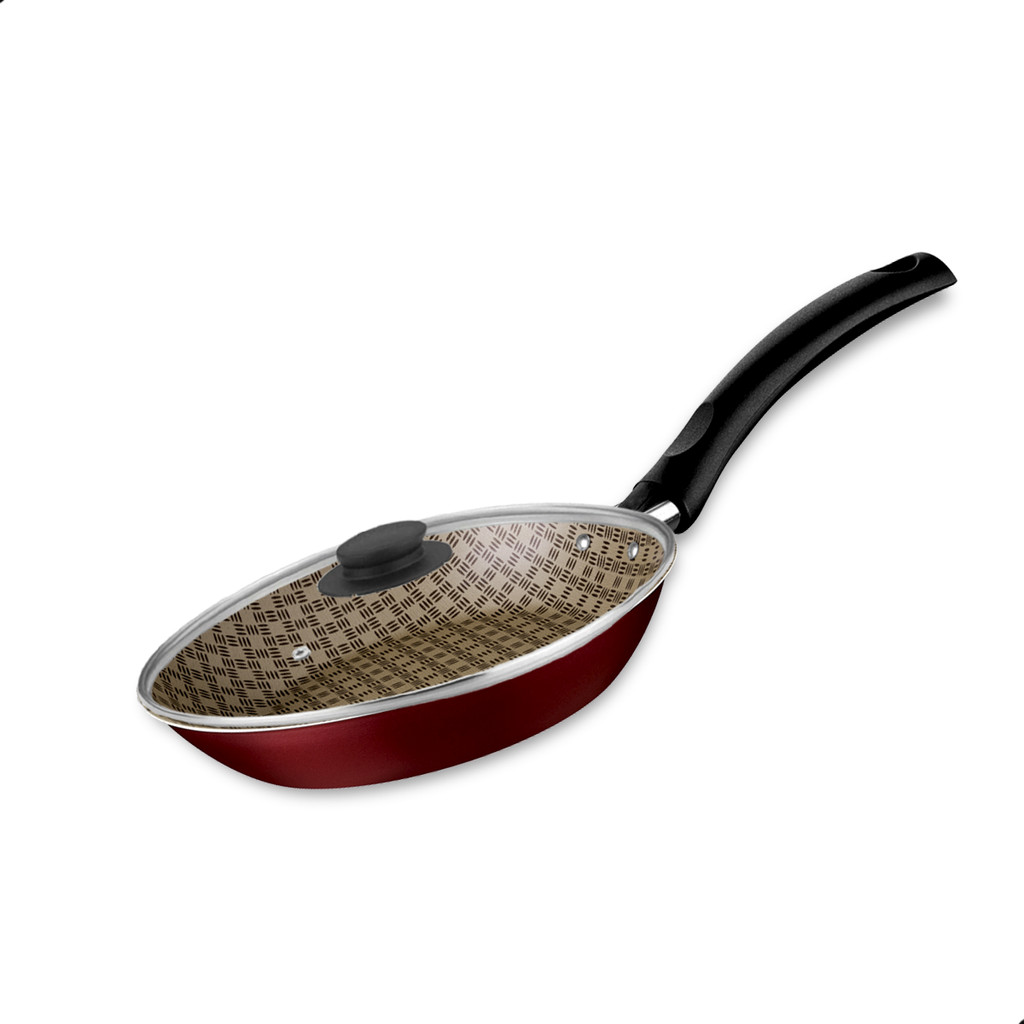 Frigideira tramontina com tampa antiaderente 16cm vermelha em Oferta na Shopee