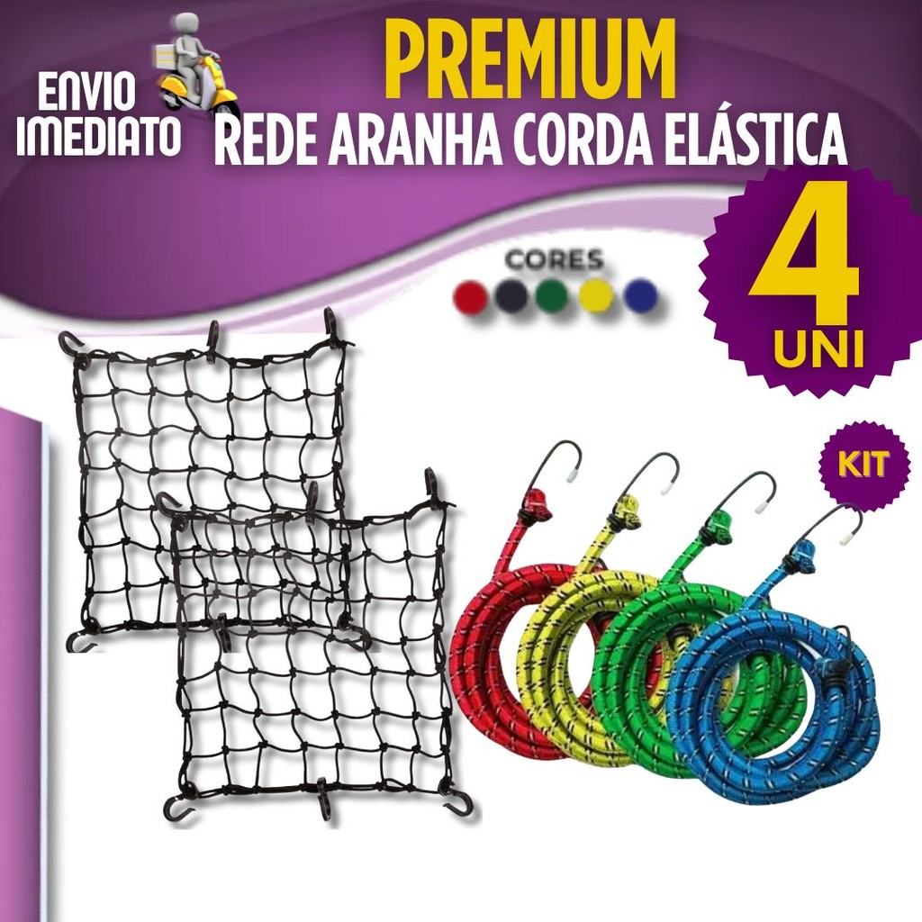Rede Elástica 1/2/4 Peças Aranha Corda Elástica de Carga Moto para Carga Bagageiro Reforçada 30cm em Oferta na Shopee
