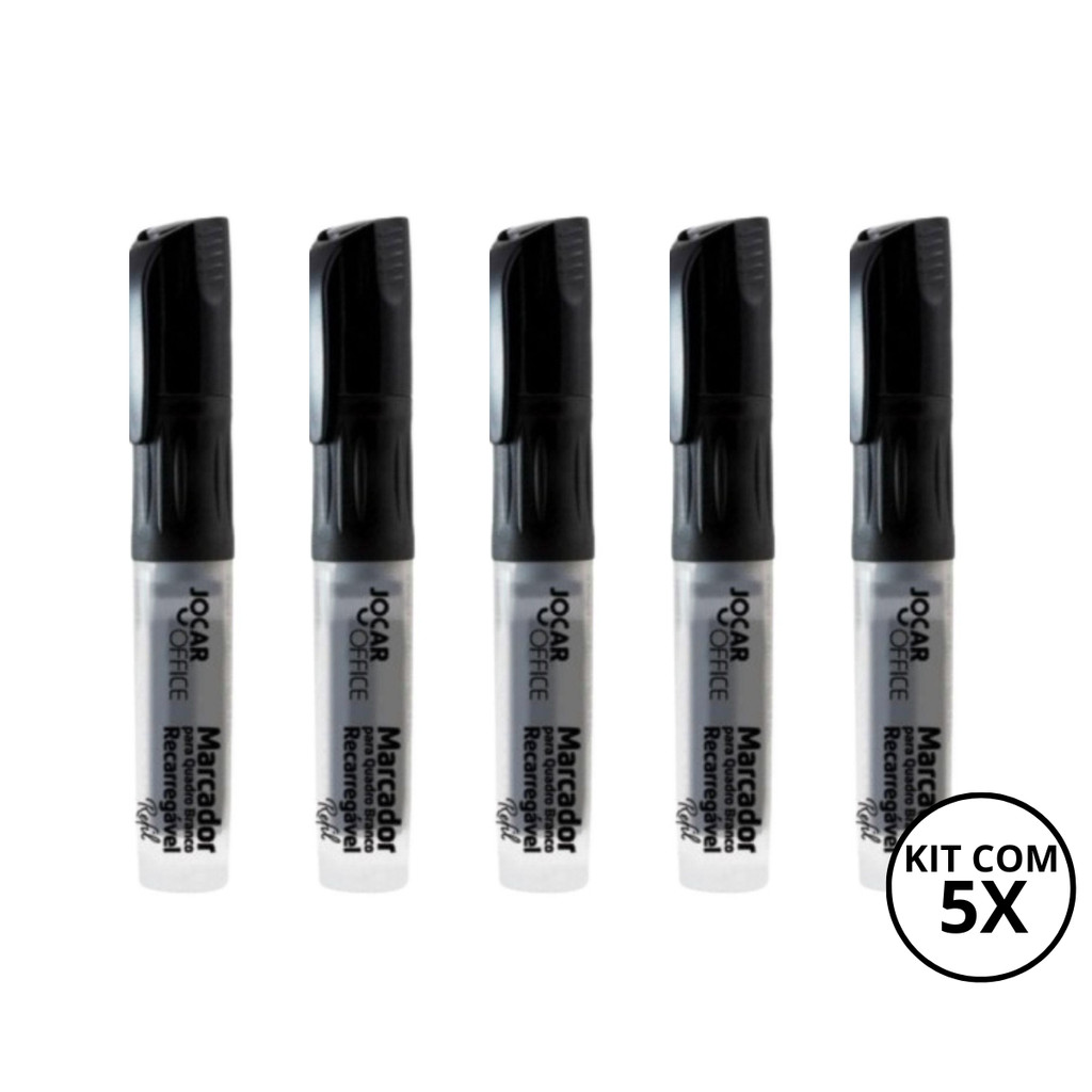 Kit Com 5 Marcadores Para Quadro Branco Recarregável - JOCAR MODELO:KIT 05