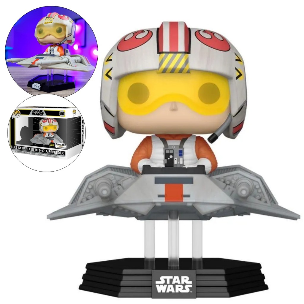 Luke Skywalker Star Wars Nave Boneco Funko Pop Super Disney