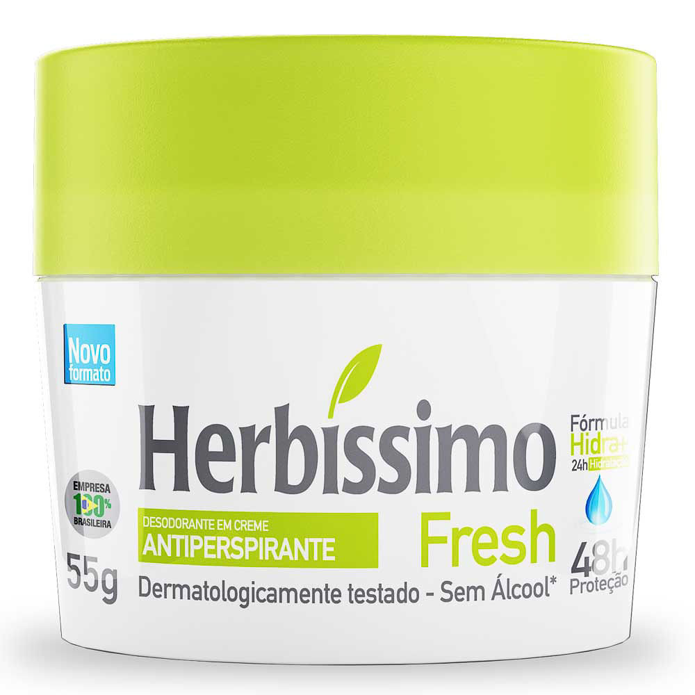 Desodorante em Creme Herbíssimo Fresh Antiperspirante 48h sem Álcool 55g - Beauty