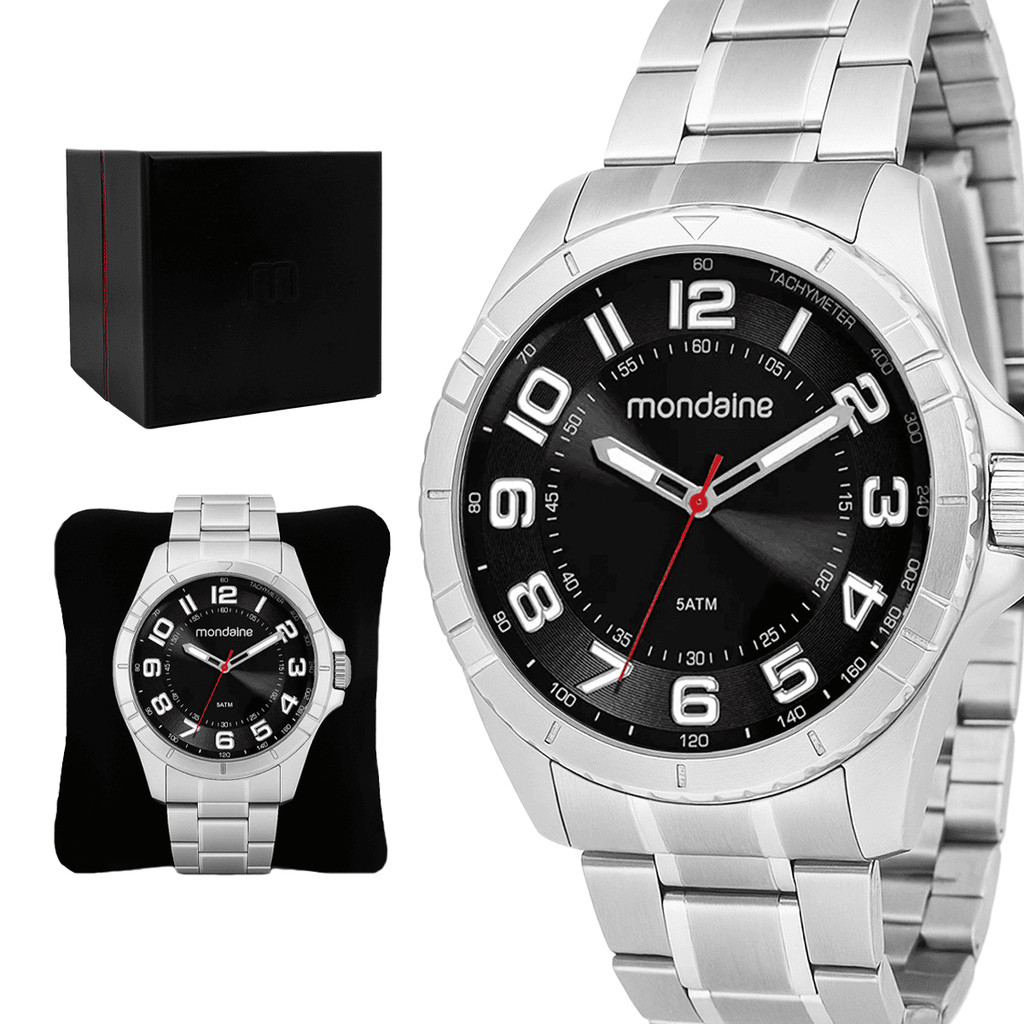 Relógio Mondaine Original Masculino Aço Inoxidavel Prateado Resistente a Agua 1 Ano de Garantia em Oferta na Shopee