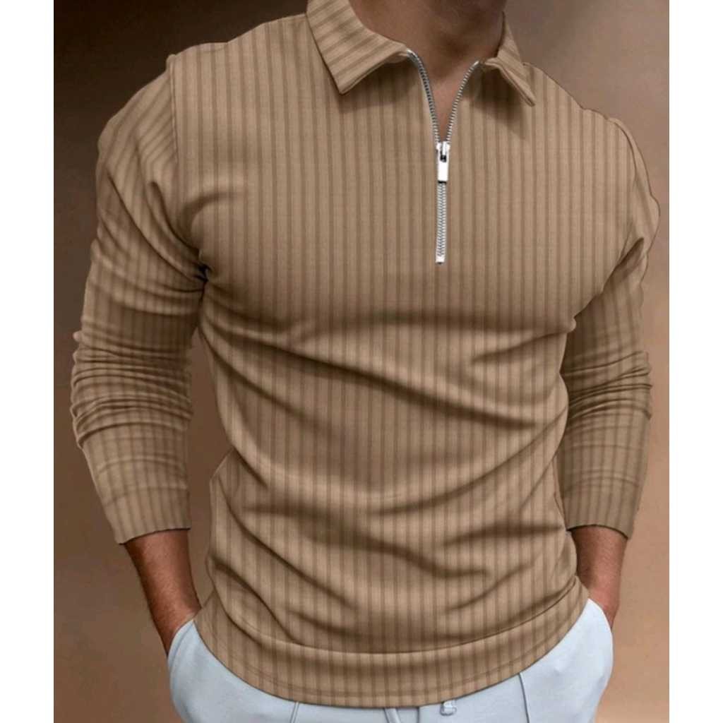 Camisa POLO casual listrada manga LONGA