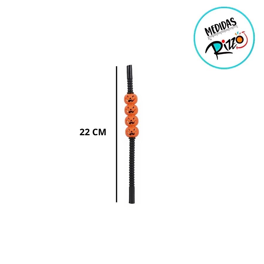 Canudo Decorativo Abóbora de Halloween Preto 22cm 4 unidades - Cromus · foto 2