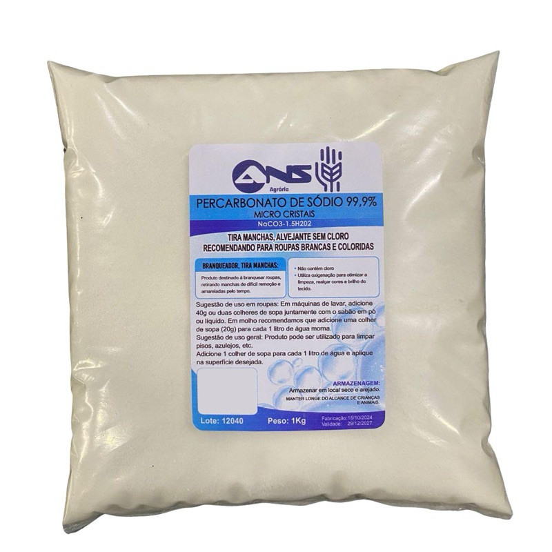 Percarbonato de Sódio 1kg: Alvejante Ecológico para Clarear e Limpar Roupas!