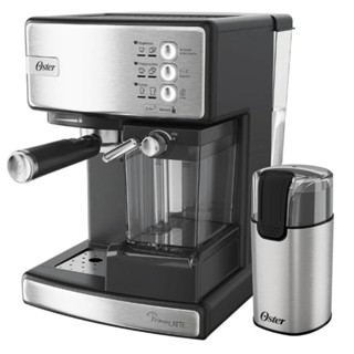 Kit Cafeteira Nova PrimaLatte Inox e Moedor de Café Elétrico Inox Oster 110V em Oferta na Shopee