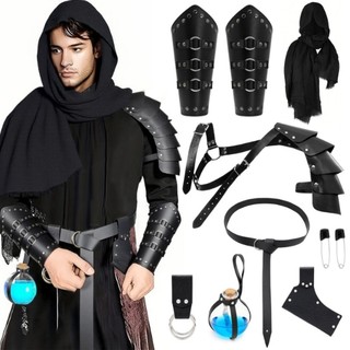 XI Masculino Renascentistas Traje Halloween Medieval Pirata Cinto Ombro Armadura Braçadeiras