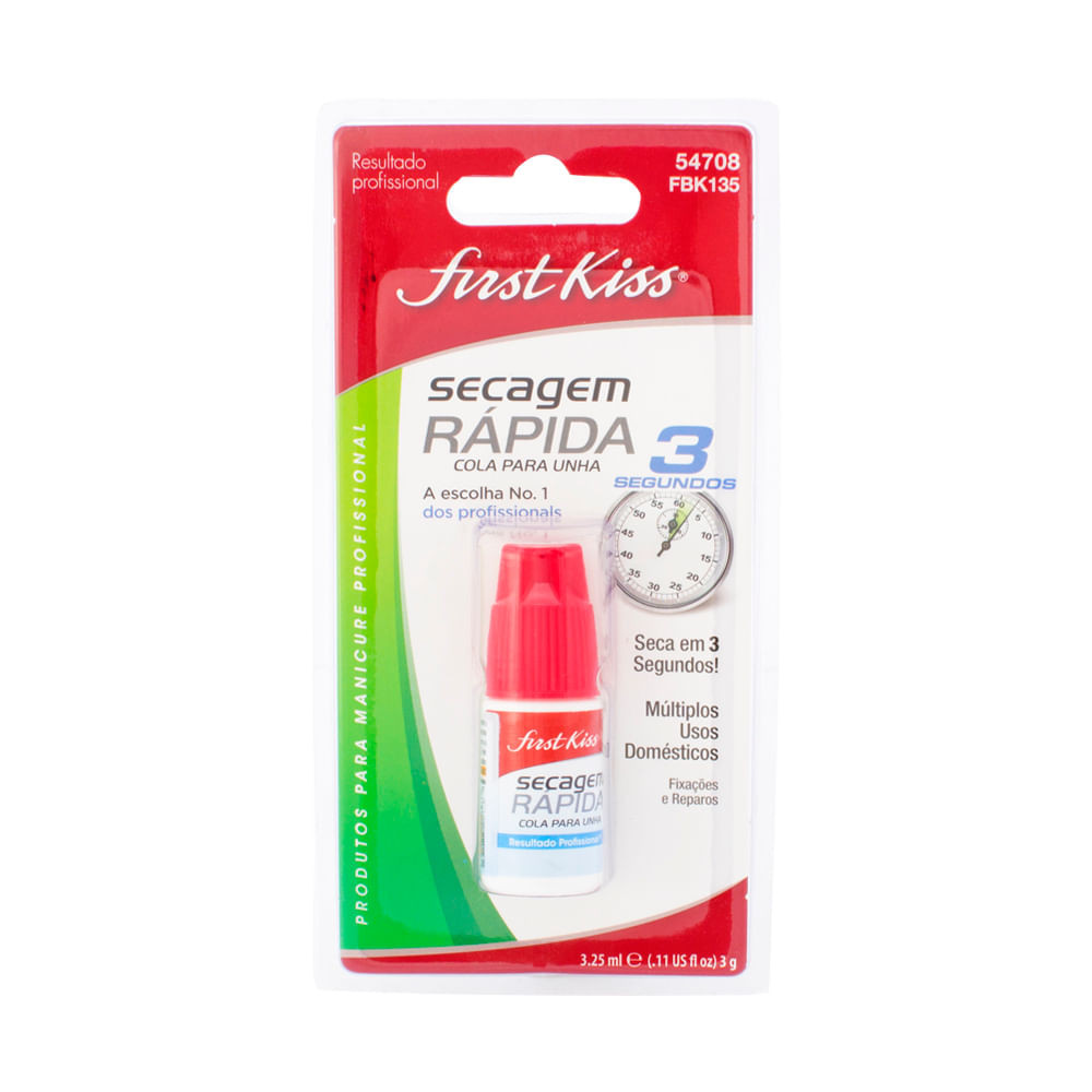 Cola Unhas Postiças First Kiss Secagem Rápida 3g - Beauty