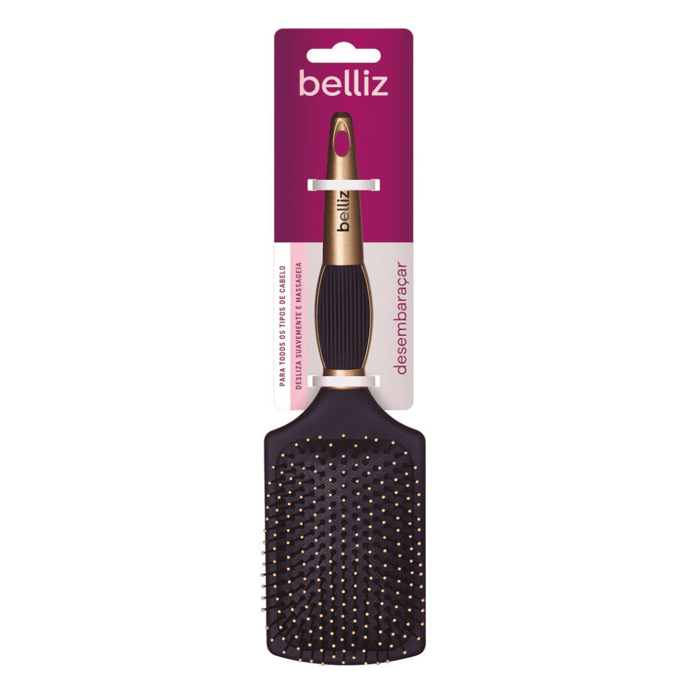 Escova de Cabelo Black e Gold Racket - Belliz