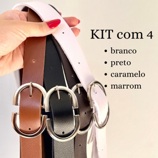 Kit 4 Cinto Feminino da Moda Blogueira Fivela Invertida em Oferta na Shopee