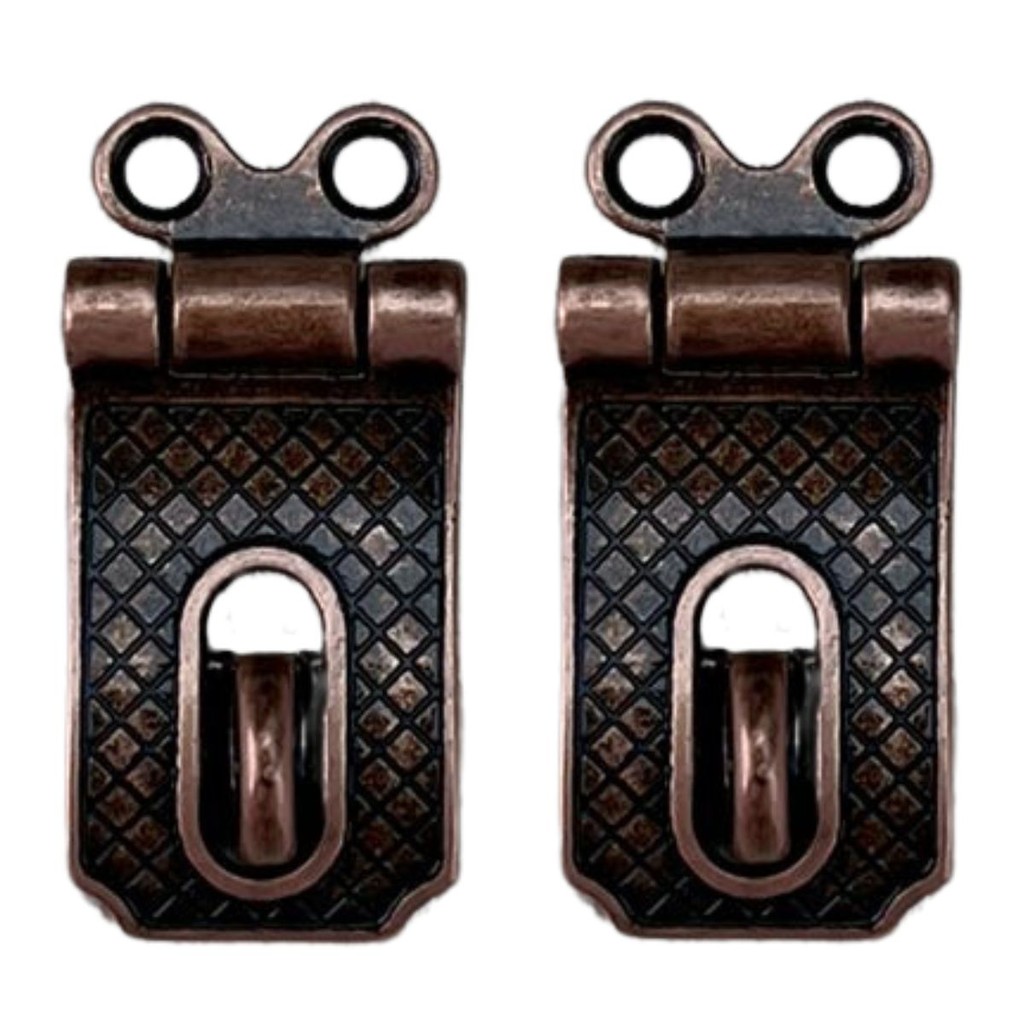 Fecho Porta Cadeado em Metal Cobre Velho 4x2cm Kit com 2 peças Acessório Decoração Artesanato Ferragem