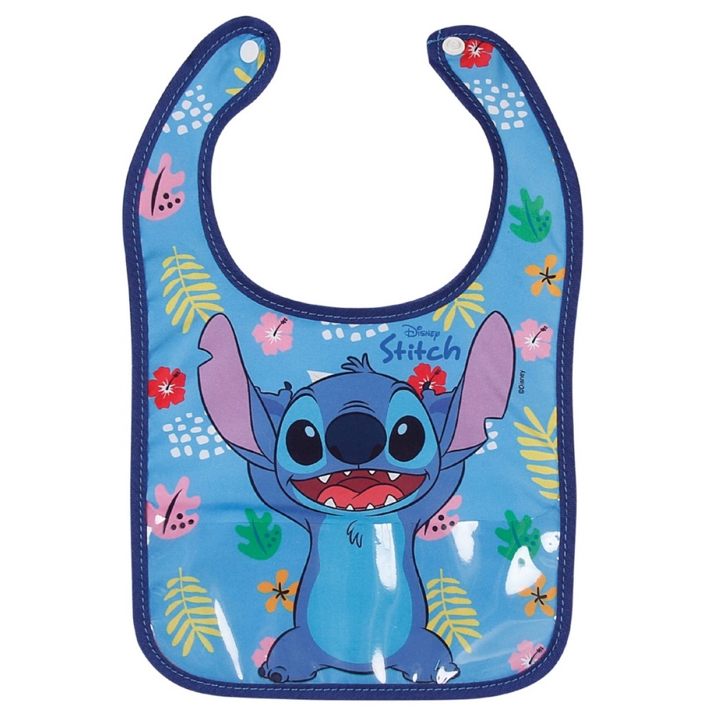 Babador Decorado Baby Go Com Botao E Porta Migalhas Stitch
