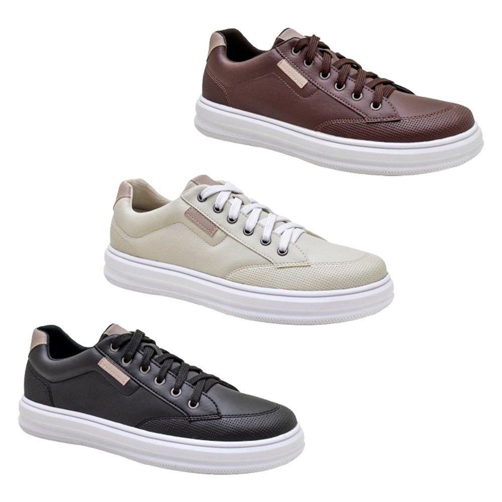KIT 3 Pares de Tenis Masculino Casual Confortável e Elegante