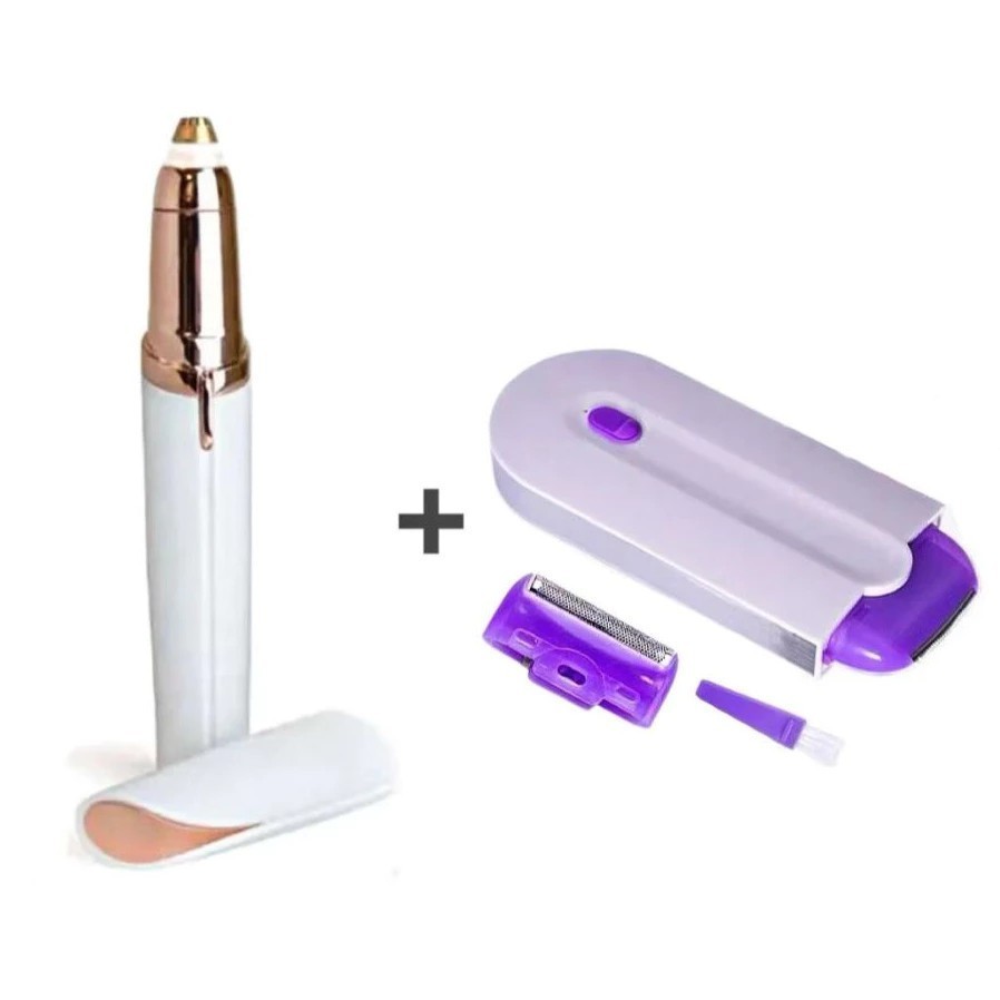 Kit de cuidados femininos lápis para sobrancelha + Depilador recarregável sem fio 2 em 1 em Oferta na Shopee