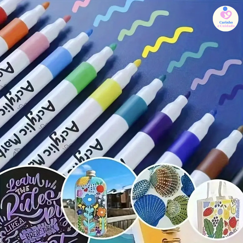 Kit 12/24/36/48 Cores Caneta Acrílica Multisuperfície: Madeira, Tecido, Tênis em Oferta na Shopee