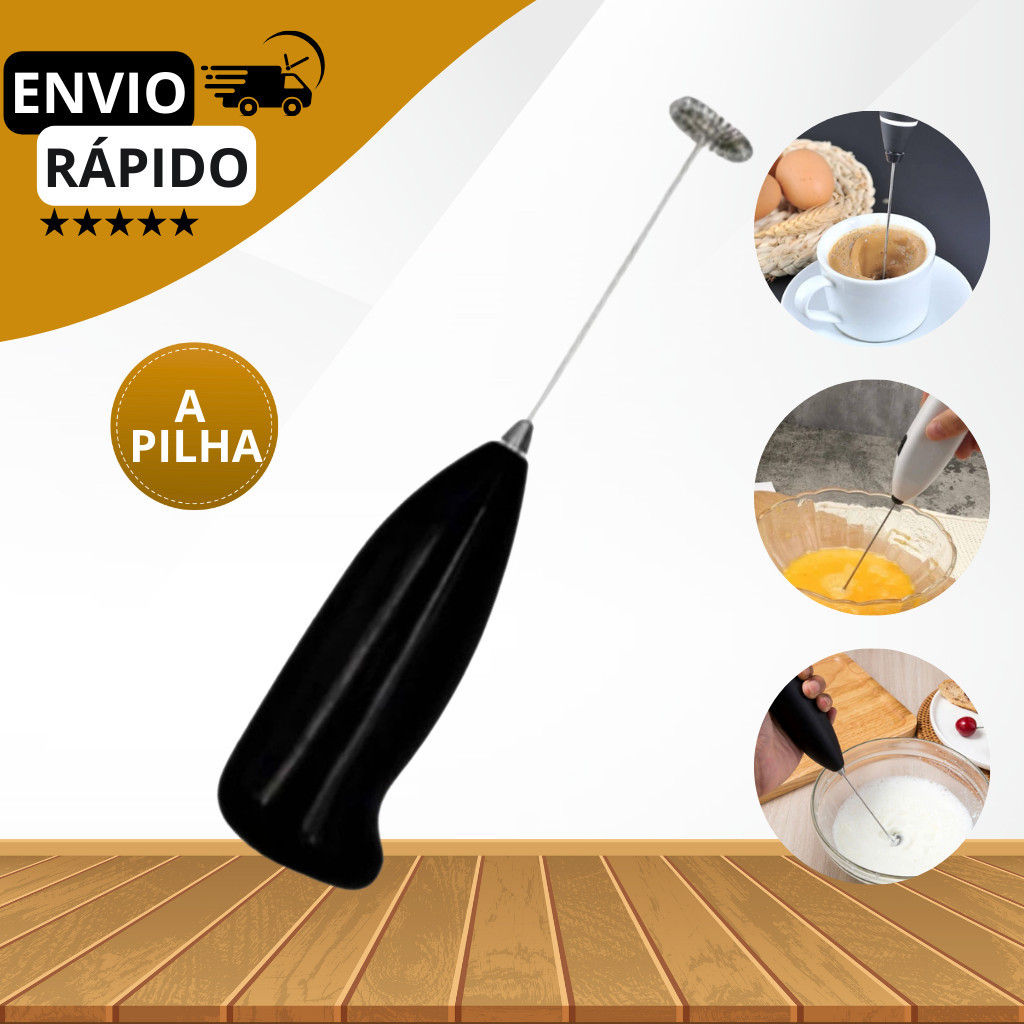 Mini Mixer Elétrico Portátil para Café, Leite e Claras – Batedor a Pilha em Oferta na Shopee