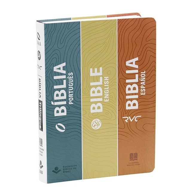 Bíblia Sagrada Trilíngue NAA | Português | Inglês | Espanhol | Semiflexível Colorida
