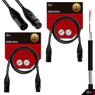 Kit 2 Cabo De Microfone Balanceado Xlr Macho para Xlr Femea 1 Metro