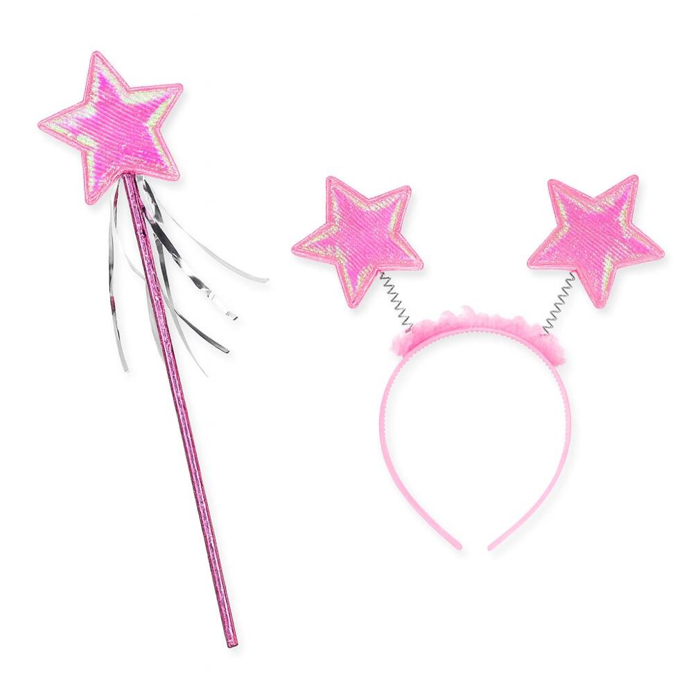 Detalhes do Fantasia Fada Pink Kit Com Asa, Varinha E Tiara Infantil
