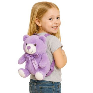 Mochila Infantil Pelúcia Urso Roxo Kids Unissex Meninas em Oferta na Shopee