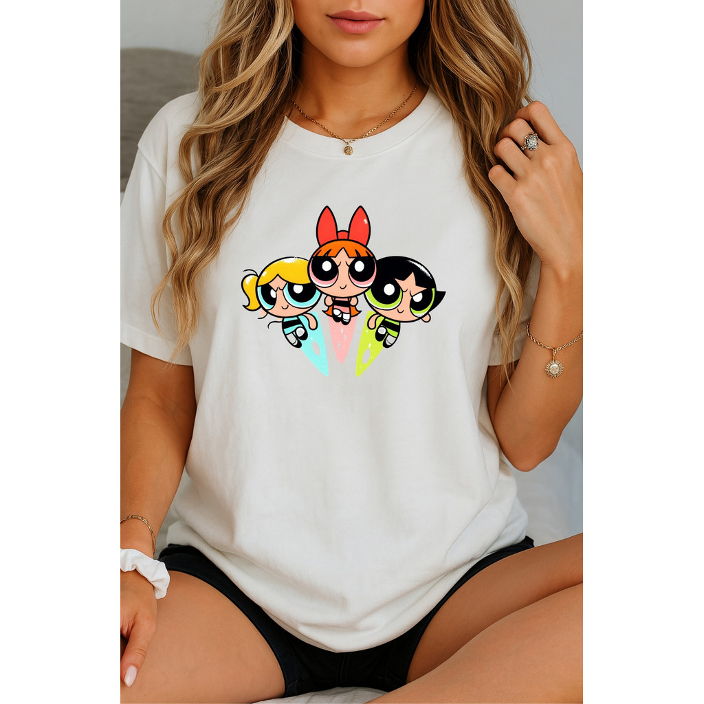 Blusa Feminina Meninas Superpoderosas Camisa Desenho Camisa Academia Casual Estampa Estilosa Desenho