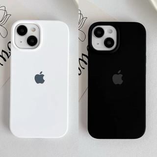 Capinha Silicone Aveludada Cor BRANCO PRETO Para IPhone 7Plus/XR/11/13/14/15/15Promax/16/16Promax