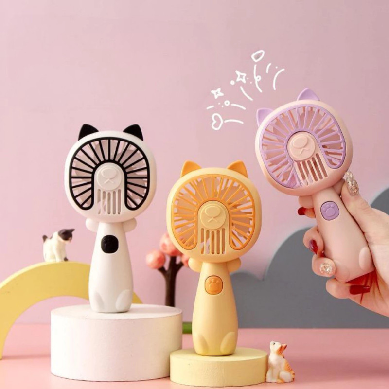 mini Ventilador Gatinho Elétrico Recarregável Portátil Mão USB De Carregamento em Oferta na Shopee
