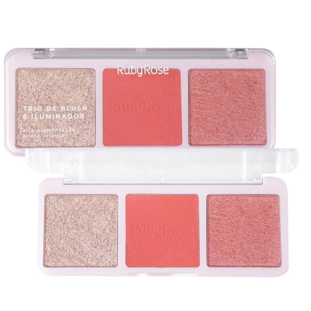 TRIO DE BLUSH E ILUMINADOR RUBY ROSE HB-583-3 20,8G