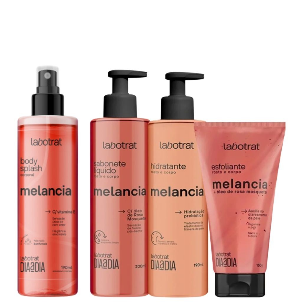 Kit Completo de Cuidados Diários Labotrat - Sabonete, Hidratante, Esfoliante e Body Splash