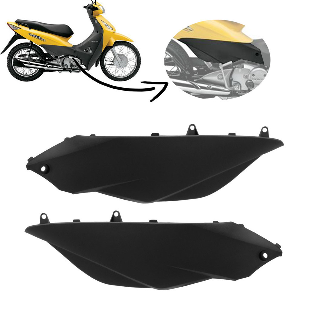 Par de Sub Tampa Lateral Modelo Original Pro Tork Para Moto Honda Biz + 125 KS / ES 2006 2007 2008 2009 2010