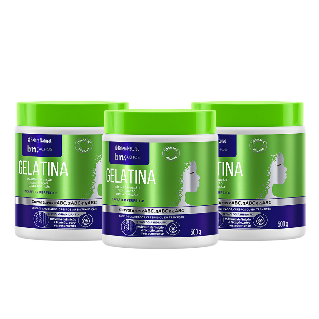 Kit Beleza Natural 3x Gelatina 500g bn.Cachos - Beauty