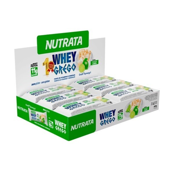 Whey Grego Bar Caixa com 12 Unidades (480g) - Sabor: Torta de Limão