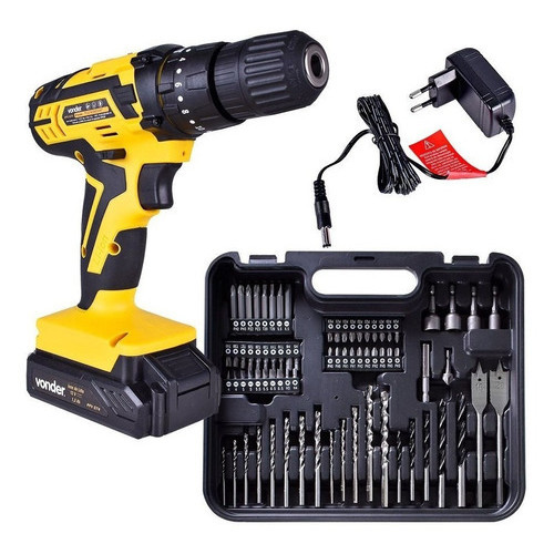 Parafusadeira Furadeira a Bateria 12V com Impacto Vonder com 74 Peças PFV074 Biv