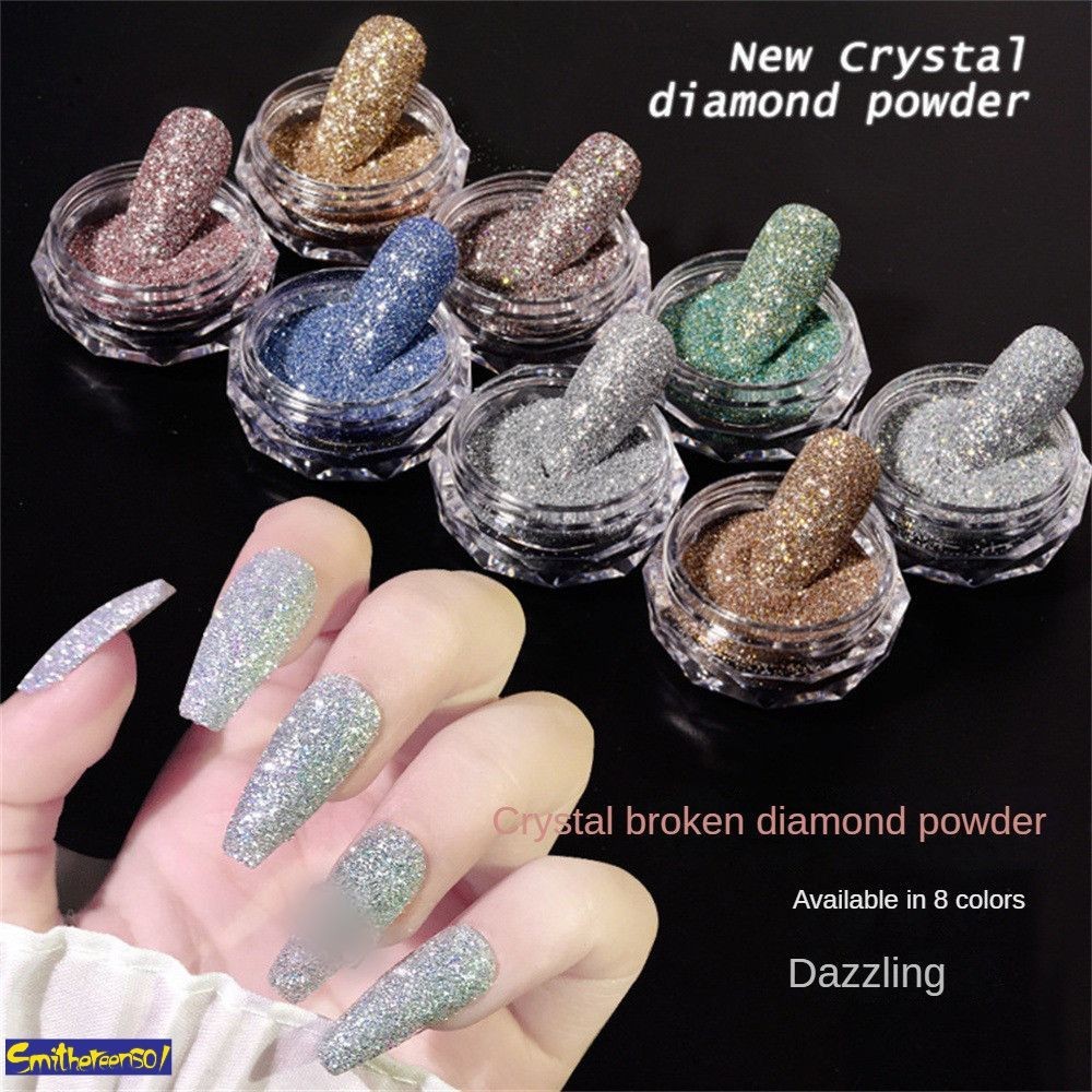 Glitter Em Pó 15 Cores, Suprimentos Para Unhas, Glitter, Cristal, Ornamento De Unhas, Acessórios Para Unhas, Pigmento Brilhante, Decoração De Arte De Unha, Smithereens01