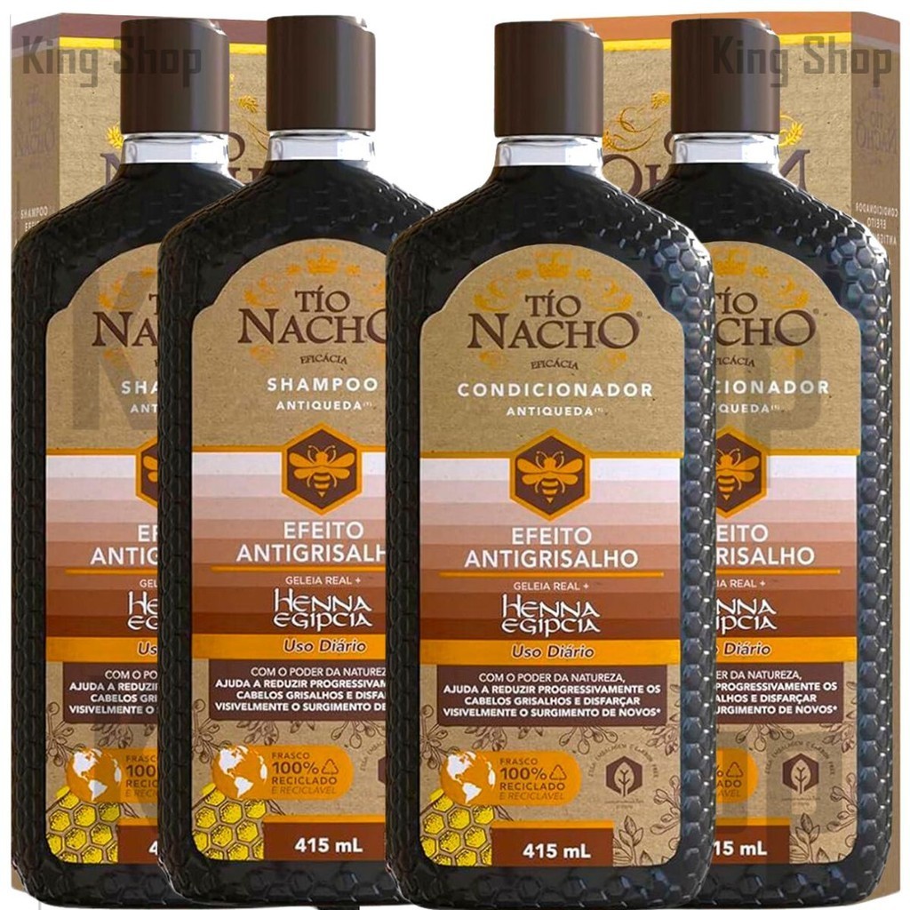 Kit Tio Nacho 2 Shampoo 2 Condicionador 415 ml  Efeito Antigrisalho Antiqueda