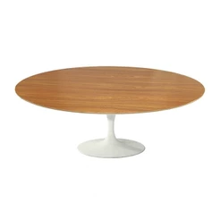 Mesa Saarinen Oval Centro Freijó 120x80cm - Base Branca