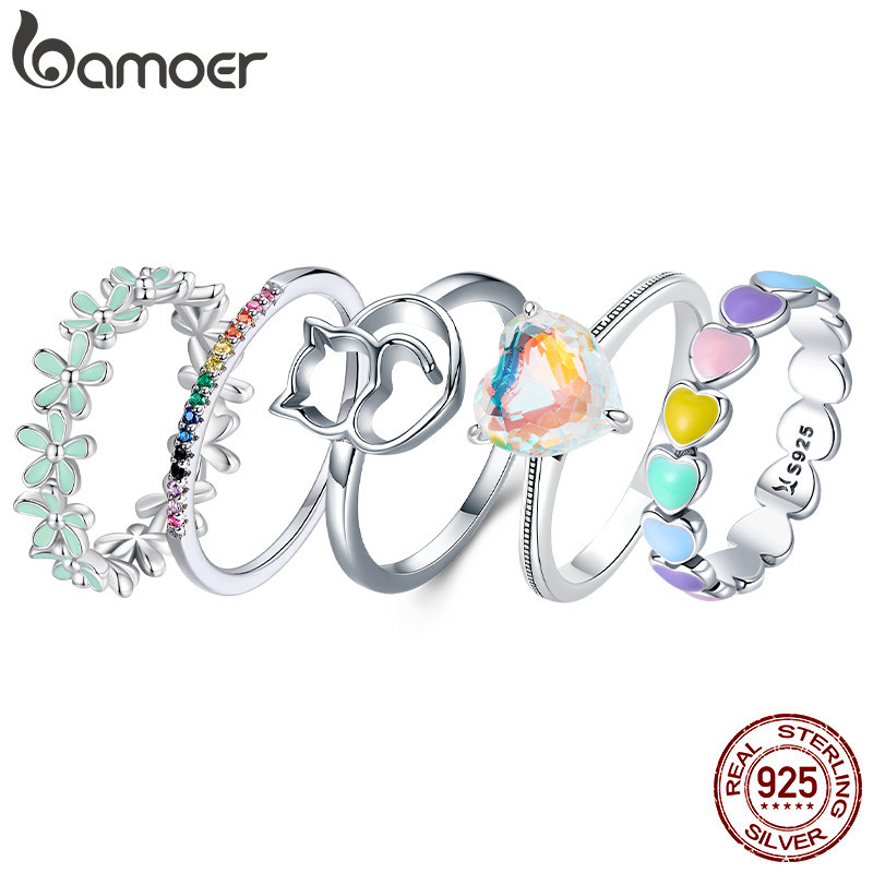 Bamoer Real 925 Anéis De Fita Para Mulheres Tamanho 5 A 9 Elegante Anel De Dedo Jóias De Moda em Oferta na Shopee