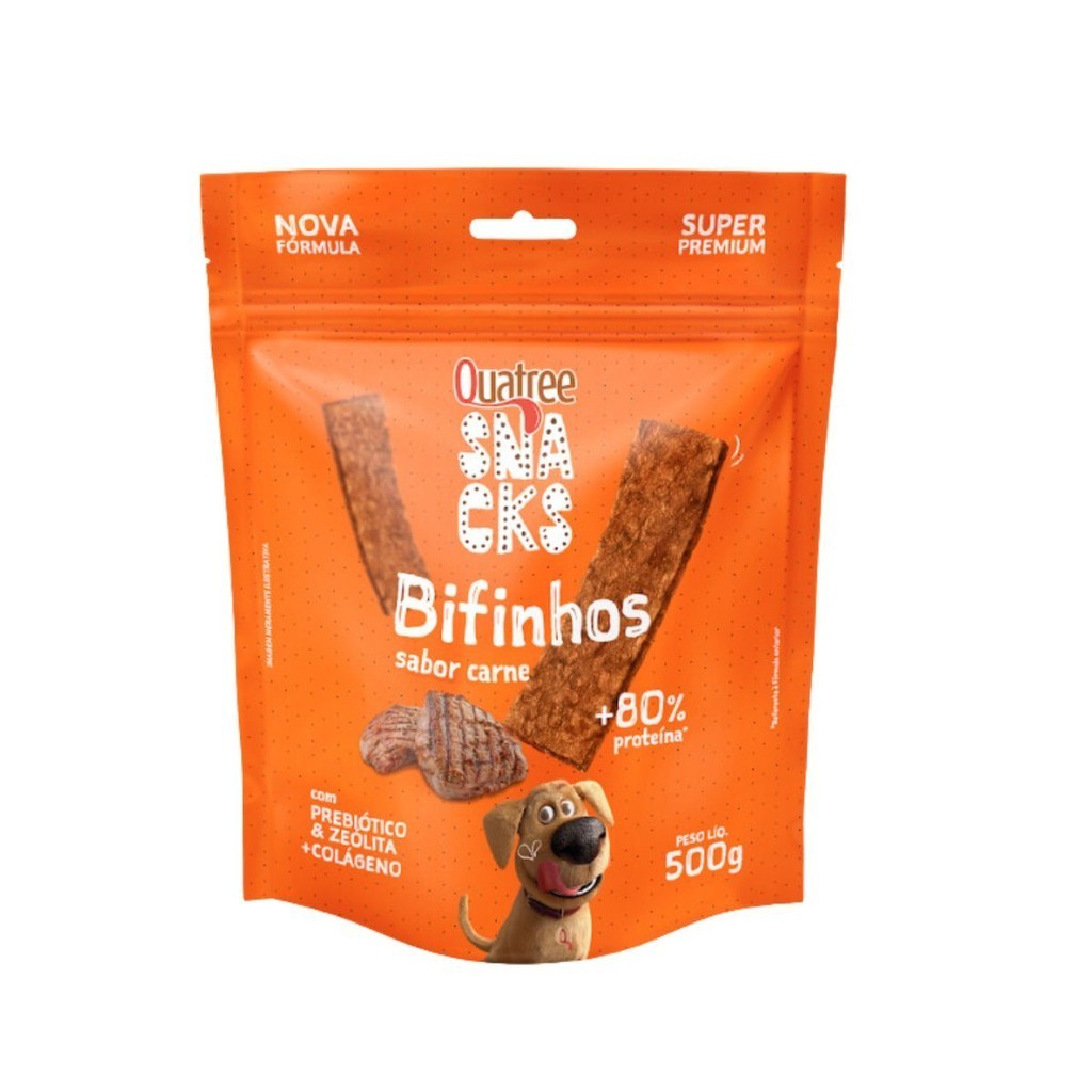 Quatree Snacks Bifinhos Sabor Carne 500g Para Cães