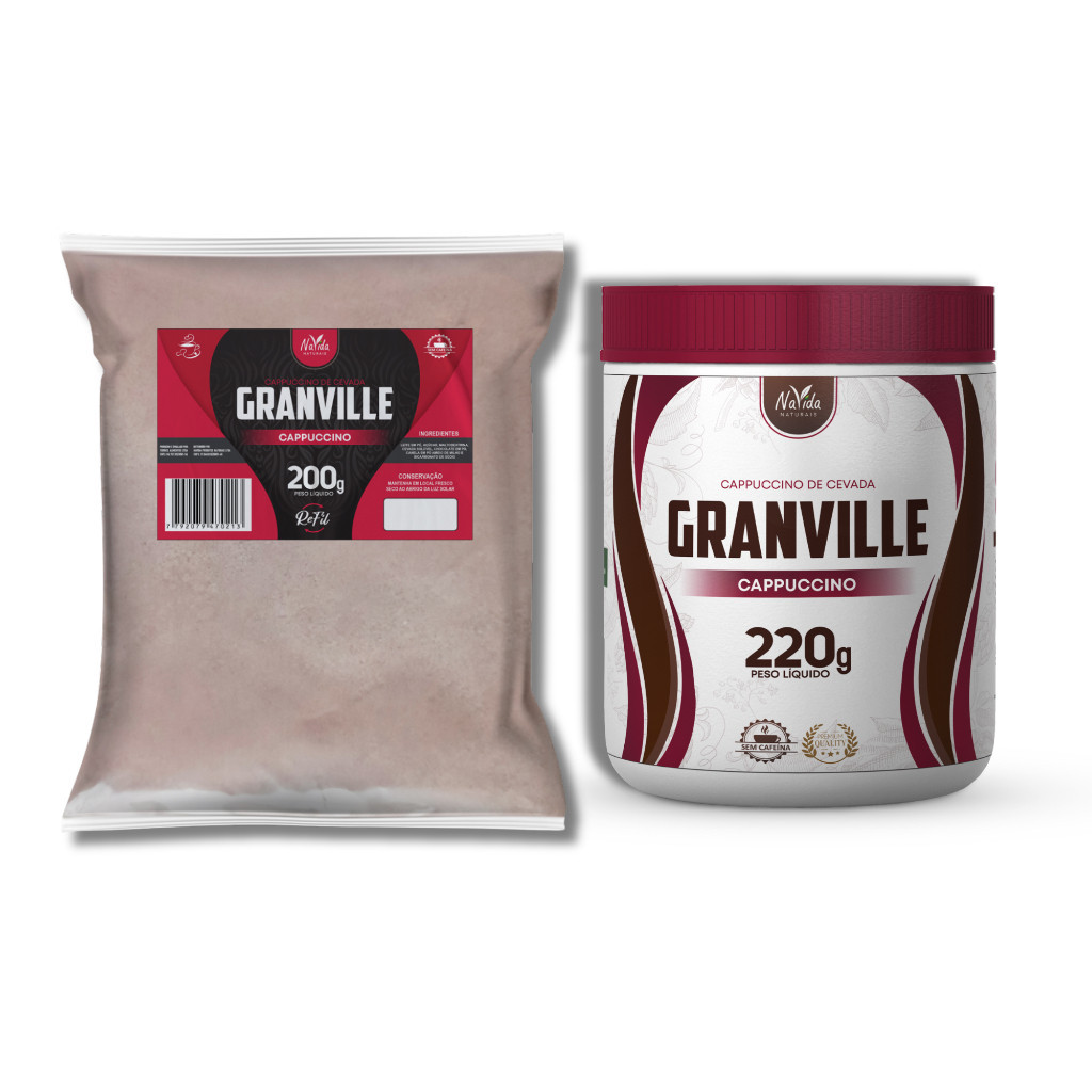 Capuccino de Cevada Solúvel Capuccino Granville 220g pote + 200g Refil