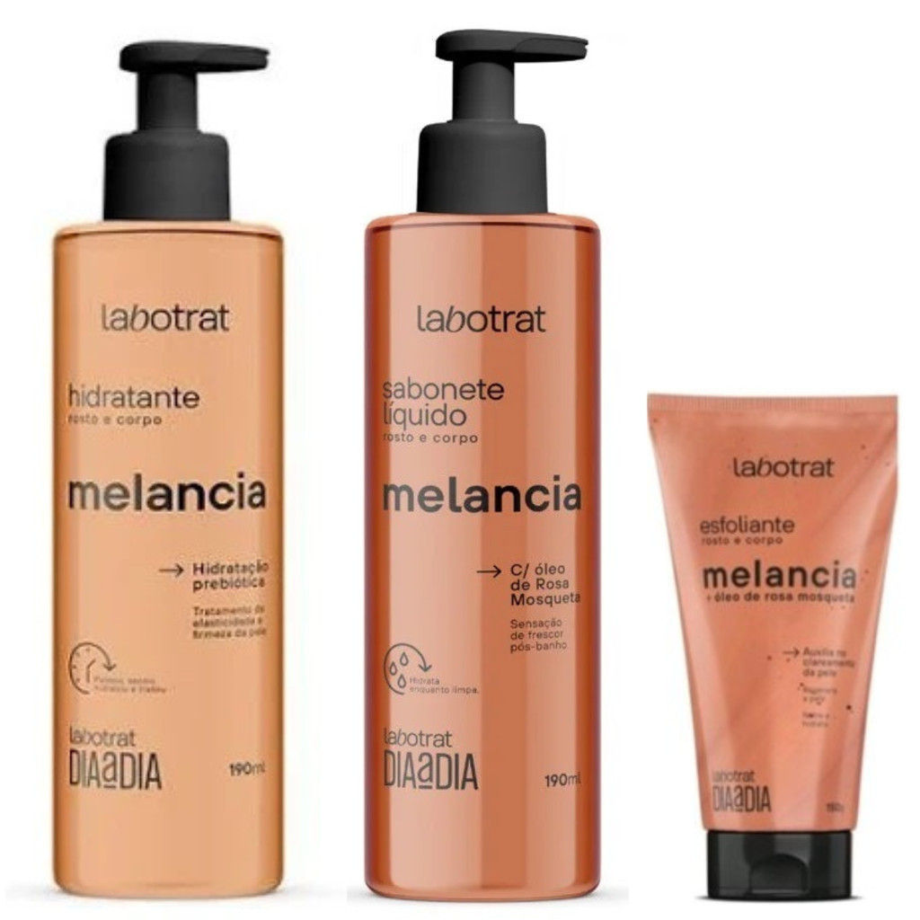 Kit Esfoliante 150g Sabonete 190 ml Hidratante 190 ml Melancia - Labotrat