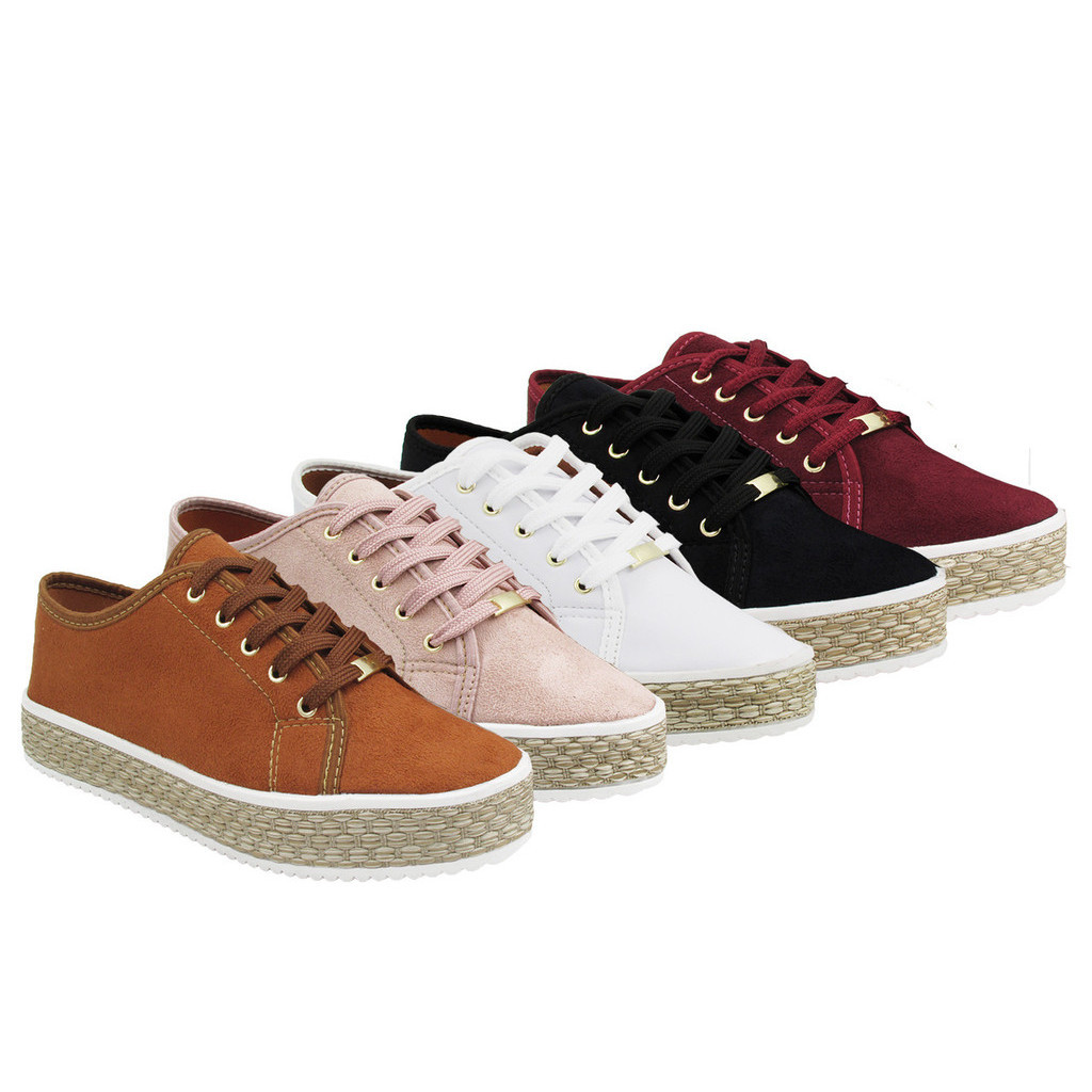 Tenis Sola Corda Flatform Sola Alta Sapatênis Feminino
