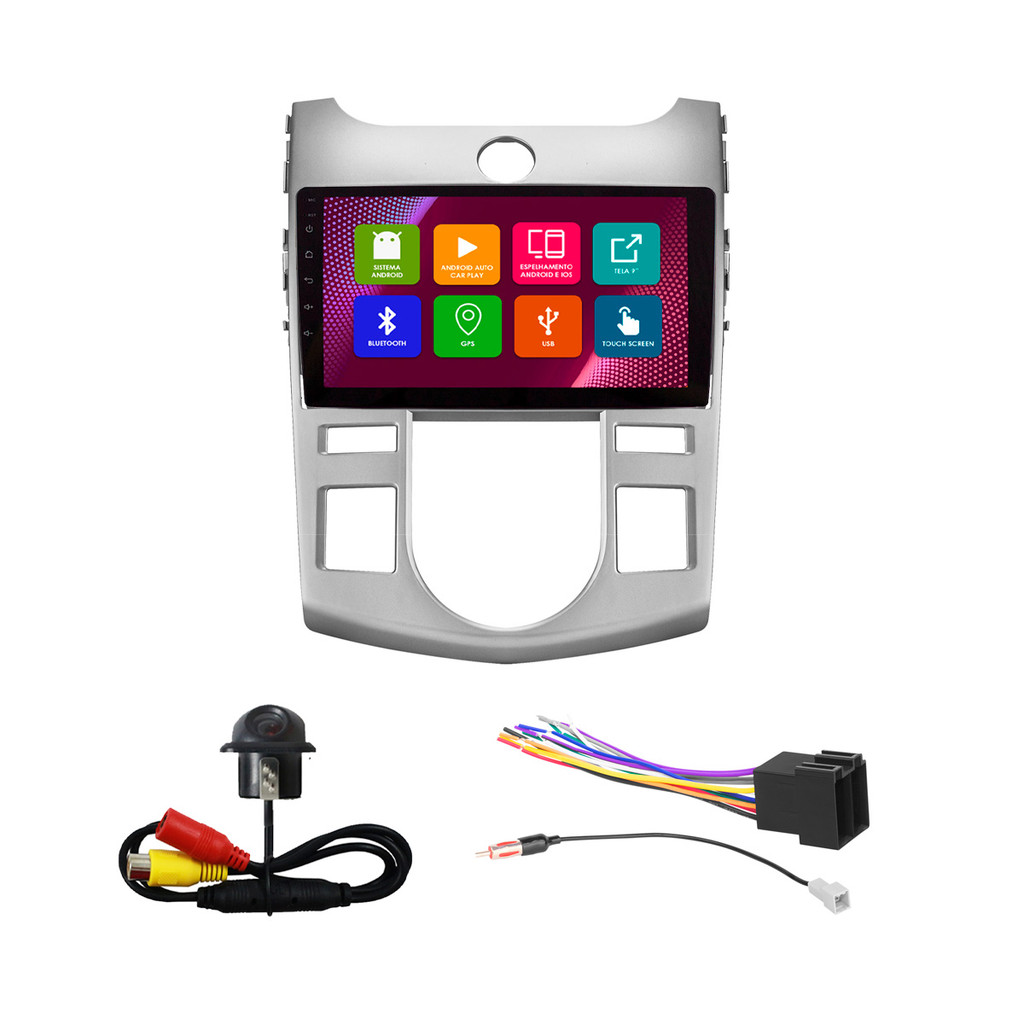 Kit Multimídia 9 Pol Cerato Ar Automático 2009 2010 2011 2012 Android 2Gb Ram 32Gb Flash Quad-Core 2 Din Prata Wifi Gps em Oferta na Shopee