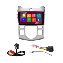 Kit Multimídia 9 Pol Cerato Ar Automático 2009 2010 2011 2012 Android 2Gb Ram 32Gb Flash Quad-Core 2 Din Prata Wifi Gps