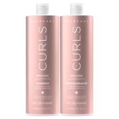 Kit Hair Care Curls Jacques Janine Shampoo 800ml Sem Sal + Condicionador Leave-in 750ml Cacheados Crespos Ondulados