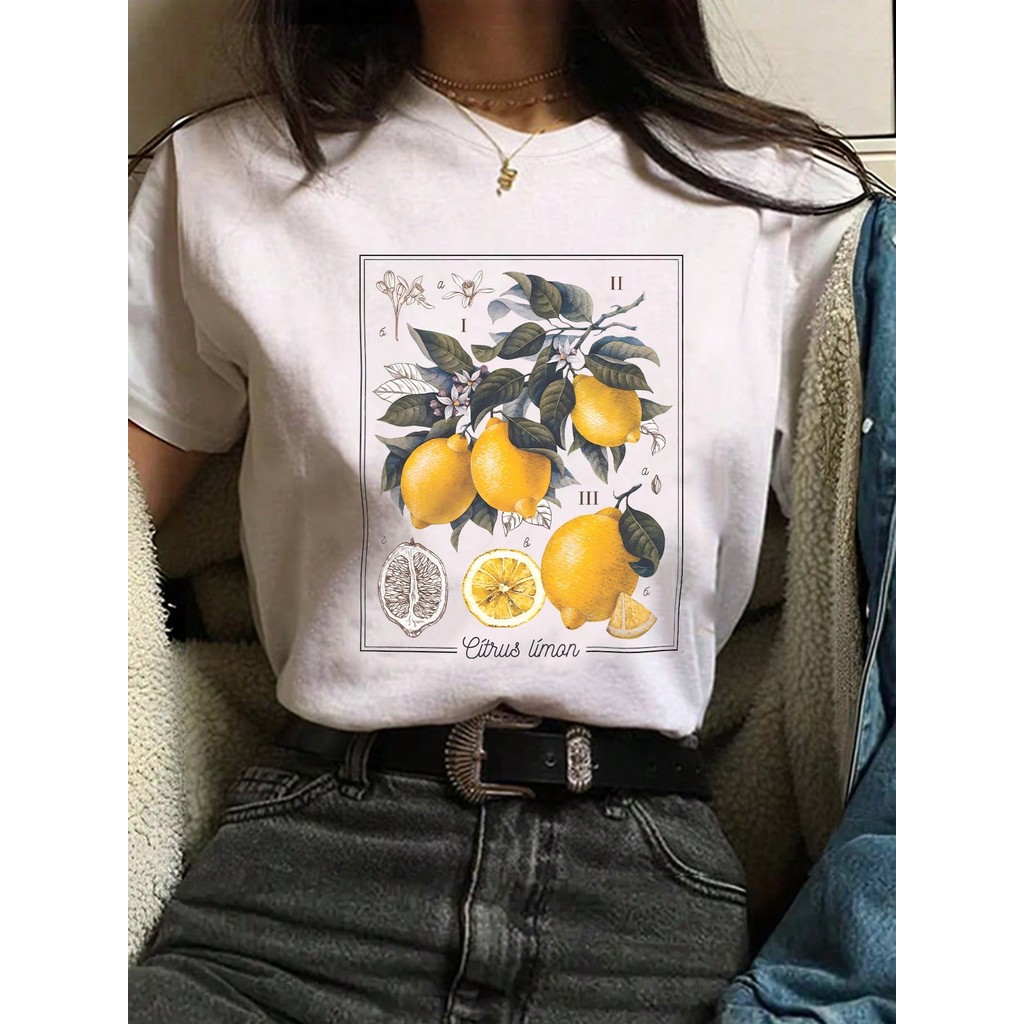 Camiseta Feminina Estampa de Fruta Limão