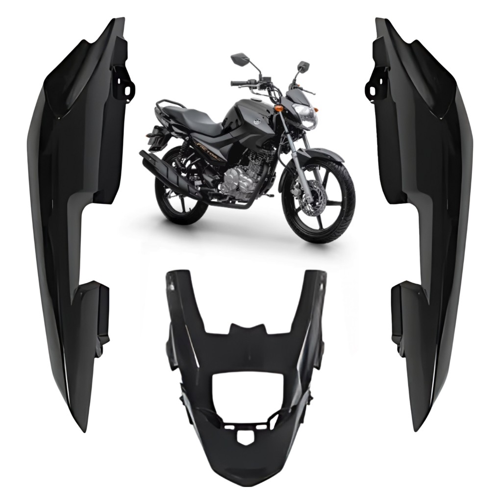 KIT CARENAGEM COMPLETA TRASEIRA RABETA PRETO FACTOR 150 2016 2017 2018 2019 2020 PARAMOTOS YAMAHA