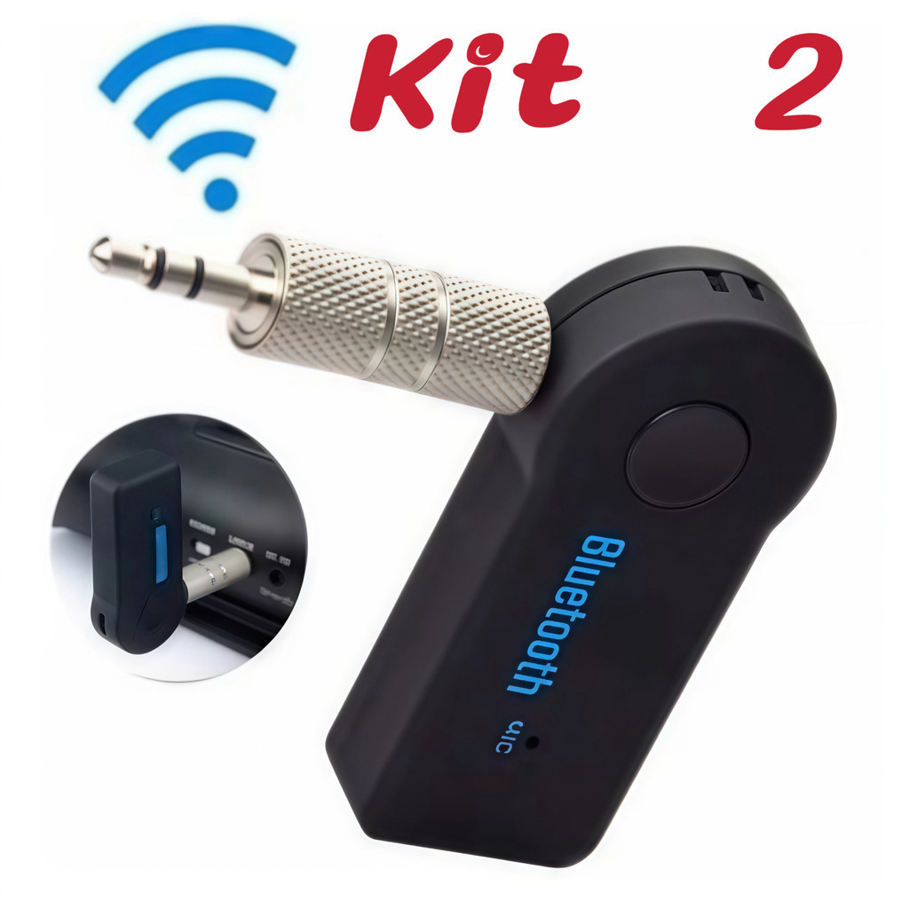 Kit 2 Adaptador Bluetooth P2 Music Call Speaker Carro 3.5mm Sem Fio   su
