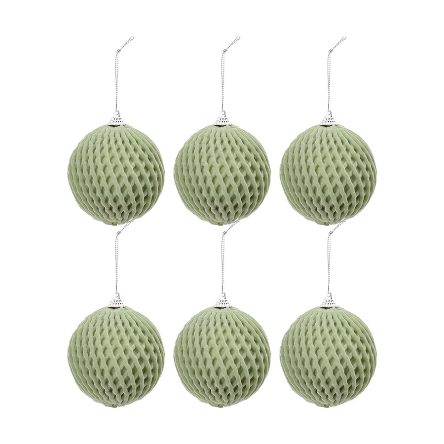 Bolas de Natal Paete - Verde Claro - 8cm - 6 unidades - Cromus - Rizzo